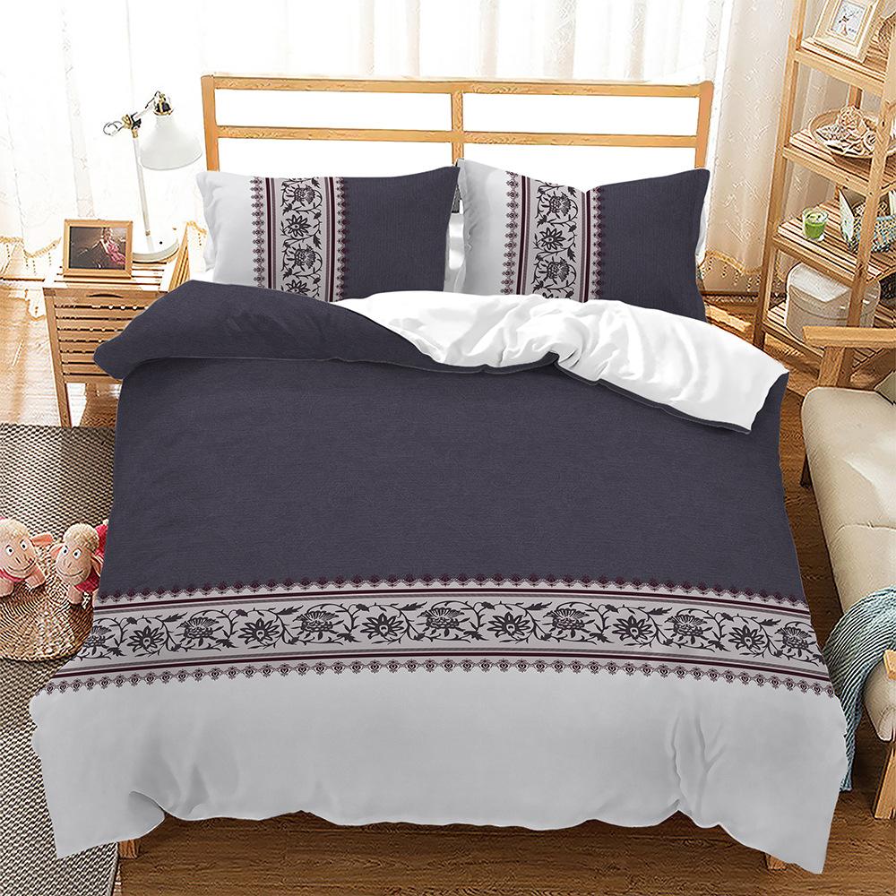 Chinese Pattern European Bed Three-Piece Quilt Cover 3D Digital Printing Kit