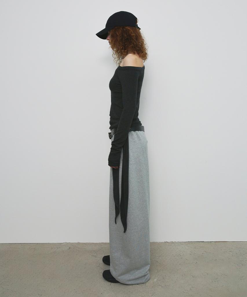 Saendeulig One Shoulder Unbalanced Strap T-Shirt_Charcoal