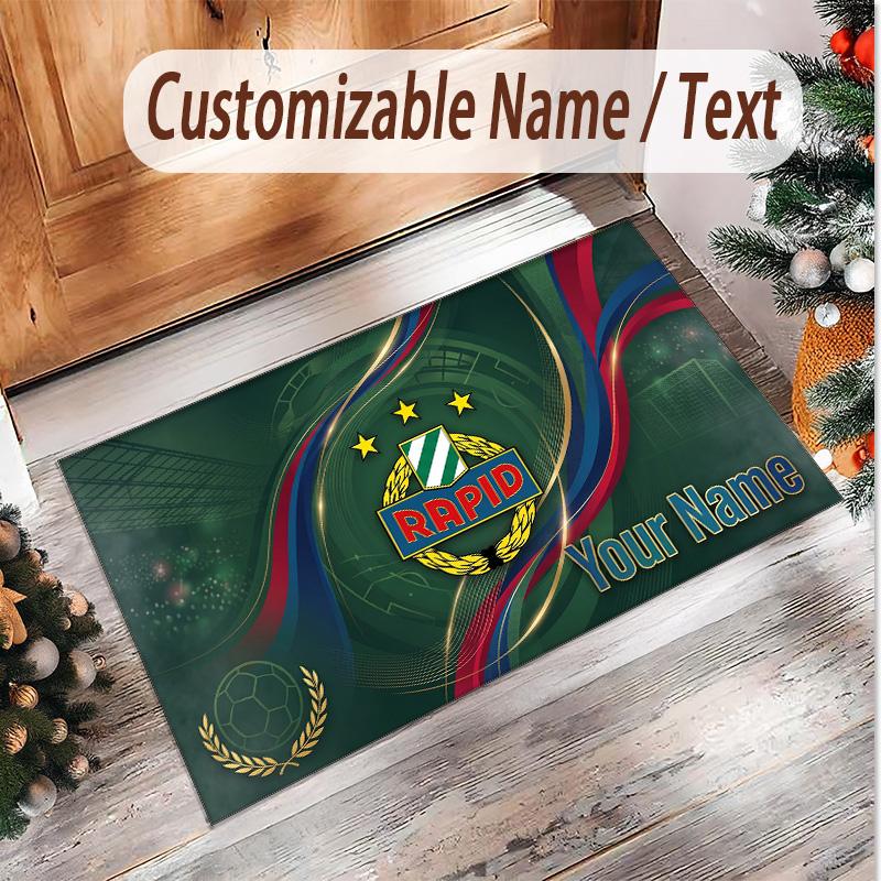 Personalized Crystal Velvet Carpet Rapid Wien FC Pattern Non Slip Floor Rug