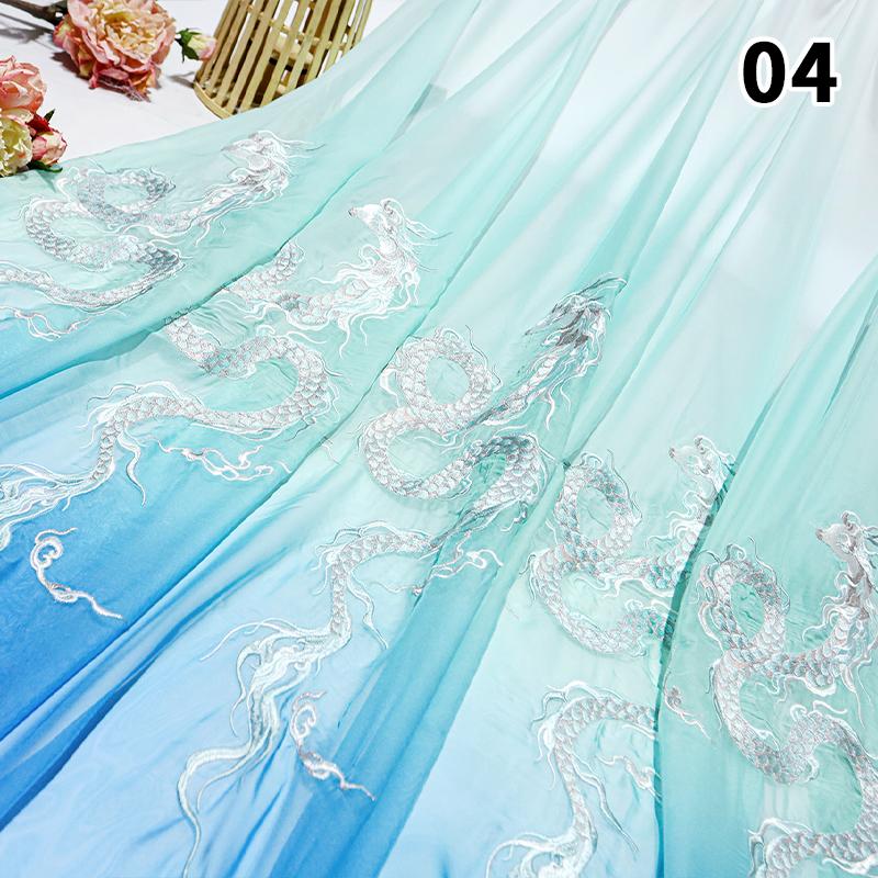 50*150cm Chinese Style Dragon Embroidery Fabric 30D Ink Gradient Designer Fabric DIY Sewing Hanfu Dress Cheongsam Cloth Costume