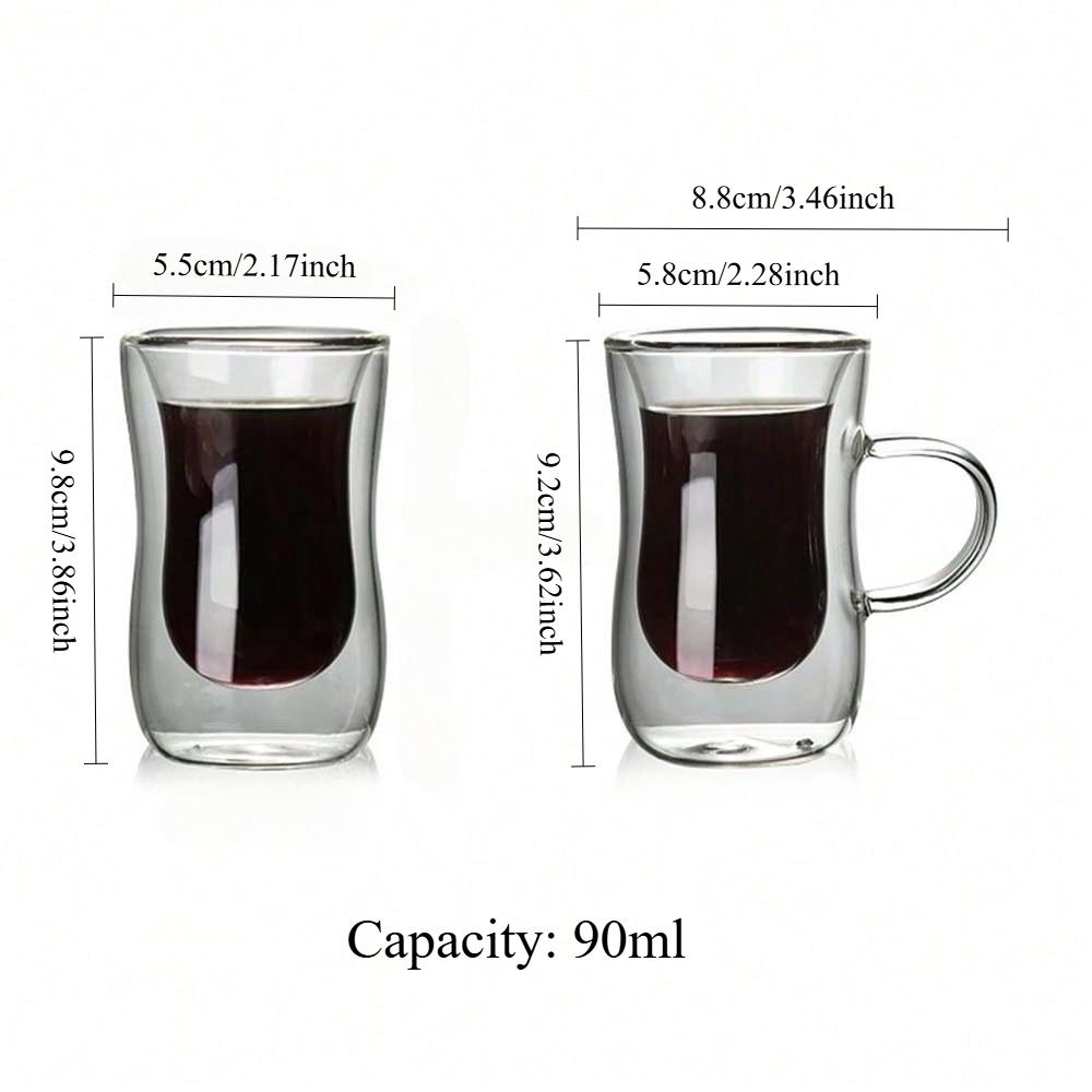 Double Wall Heat-Resistant Glass Cups - Insulated European Style Transparent Mug for Tea Coffee Juice Milk, Cold & Hot Beverages