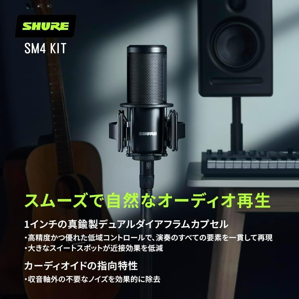 SHURE Sure SM4 Home Recording Microphone Kit SM4-K-KIT: Condenser Microphone Shock Mount Pop Filt...