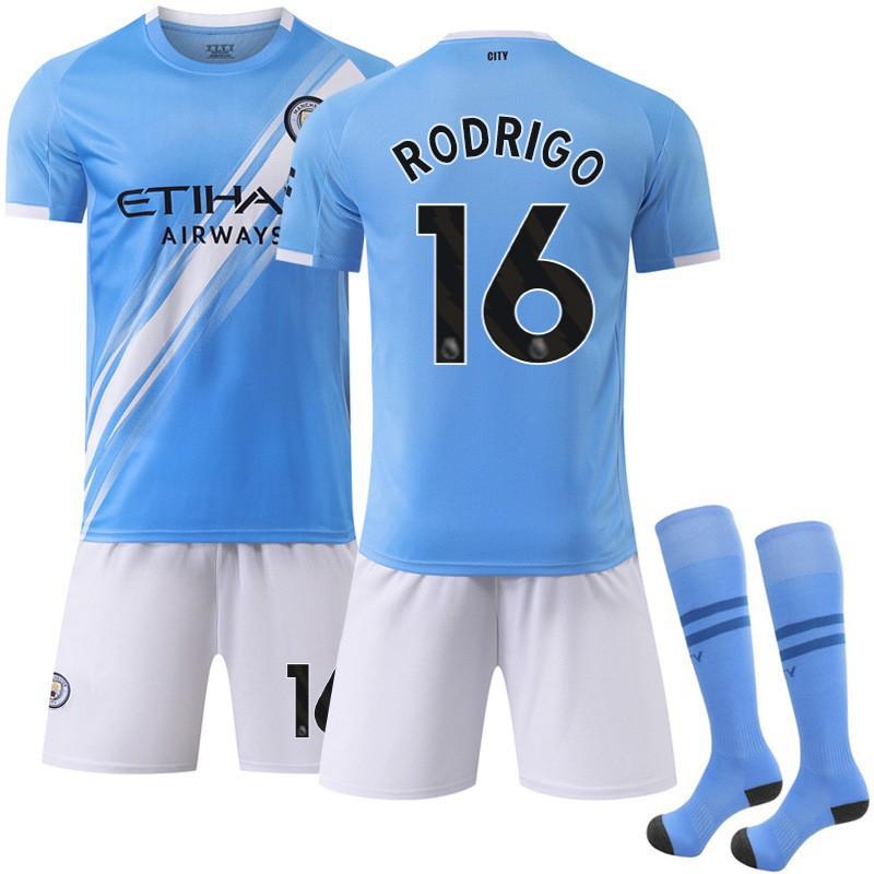 26 Casa del Manchester City N.. 9 Harland Jersey 47 Forden 11 Doku 17 De Braunet Set Uniforme Calcio Bambino