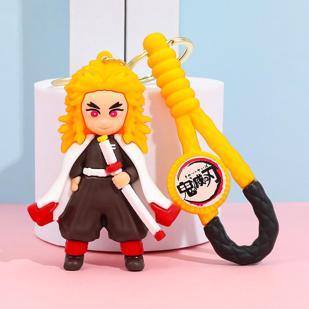 Demon Slayer Kimetsu No Yaiba Keychain Cartoon Anime Cute Kamado Tanjirou Nezuko Figure Keyring Bag Car Key Chain Model Toy Gift