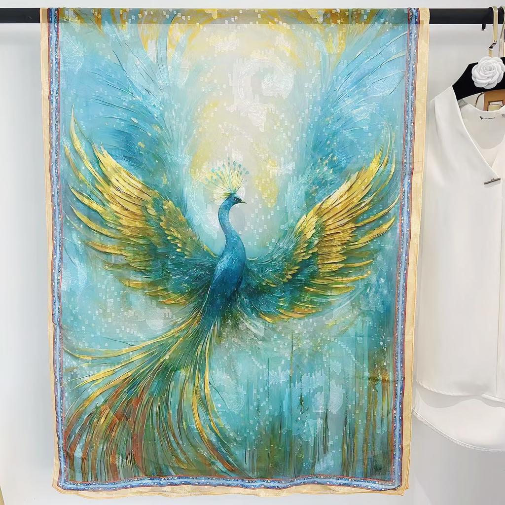 Simulationsseide Mode Blume-Schnitt Seidenschal Damen Einseitig Zweifarbig Blume Retro Schal