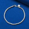 925 Sterling Silver 8-inch 4MM Exquisite Rope Chain Bracelet, Fashionable Men's and Women's Party Wedding Accessories Jewelry