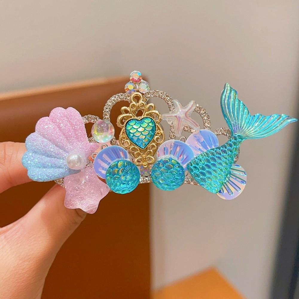

Rhinestone Hair Comb Marine Style Hair Fork Cute Mermaid Princess Crown Hair Accessories 6