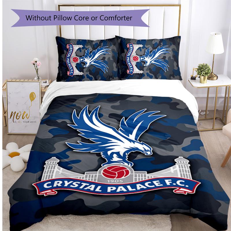Crystal Palace Football Printed 3 Pieces Bedding Set, Comfortable Skin Friendly Bedroom Duvet Cover Set