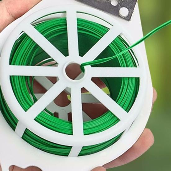 Garden Twist Tie with Built-in Cutter Rustproof Green Coated Plant Twine Wires for Gardening Flexible Reusable Tomatoes Support Ties for Indoor