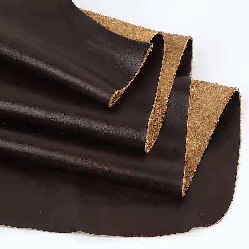 Oil-waxed cowhide fine-grain first-layer genuine leather sofa refurbishment seat soft cover bedside backrest with coffee-colored