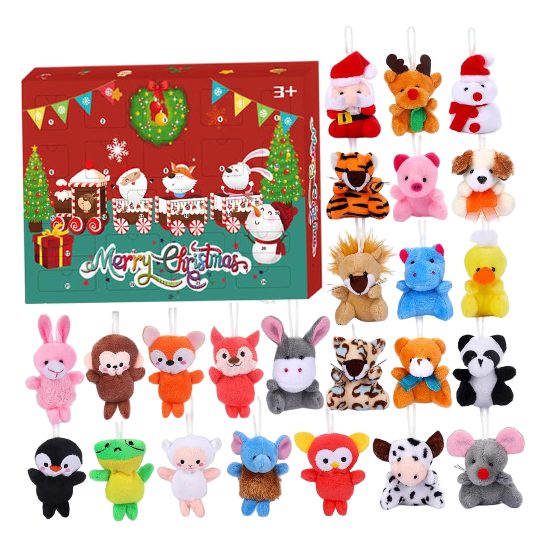 

Christmas Advent Calendar 24Pcs Cute Stuffed Animals Advent Calendar Plush Toys Christmas Decor For Girls Boys One Size