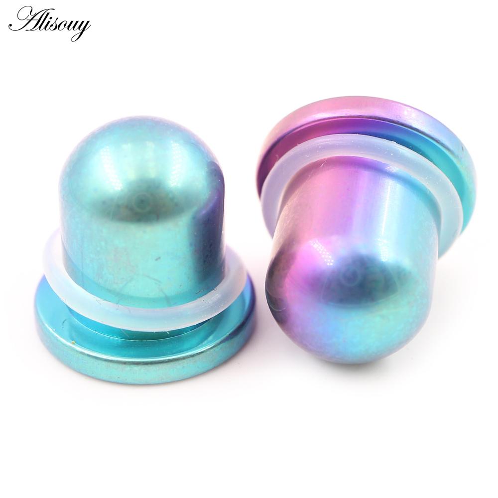 Alisouy 1PC Titanium Gradient Barevný válec Náušníky Kuželové špunty Tunel Expander Nosítka Náušnice Piercing Body šperky