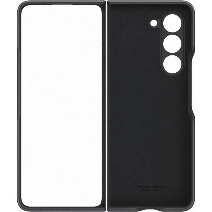 Coque téléphone - samsung - galaxy z fold 5 - simili cuir - graphite - souple