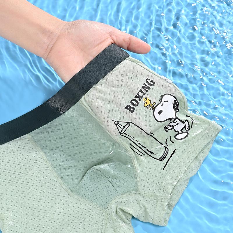 Snoopy Zomer IJszijde Antibacteriële Boxer Briefs voor Jongens, A-Klasse Kinderondergoed