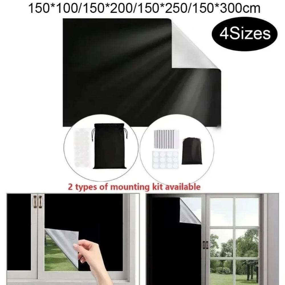 Cortina Opaca 100% Tela Bloqueadora de Luz Removible para Ventana DIY Privacidad Total para Ventanas Pegatina para Ventanas sin Perforación