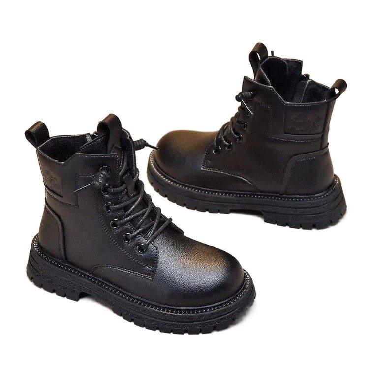 Children's Soft Leather Martin Boots: Autumn/Winter Girls' Fashion, Warm Velvet, British Style, Ankle Boots for Girls.