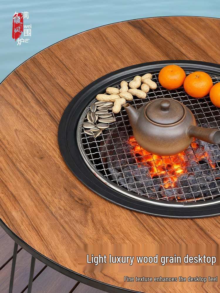 Foldable Round Outdoor Table for Tea & BBQ, Perfect for Snow Camping & Courtyard