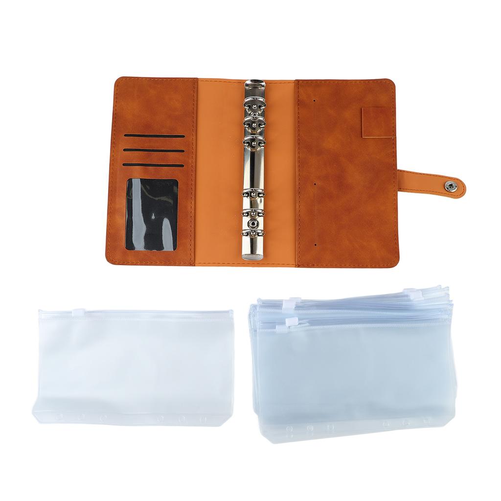 Levný pořadač A6 s více kapsami Nerezové kroužky PU kožený obal Portfolio pořadač pro