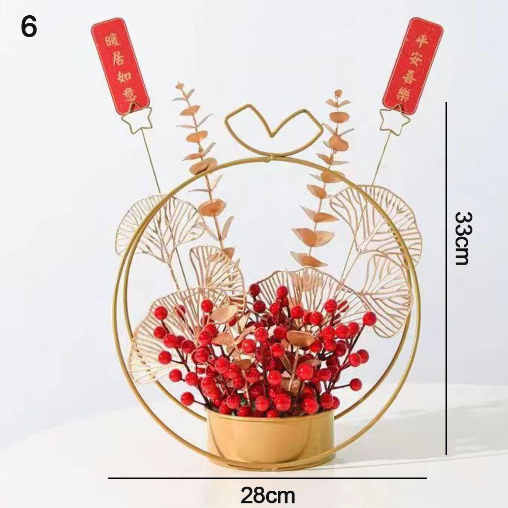 Red New Years Bonsai Pendants Foam+Plastic Artificial Red Berries Bonsai  New Years Supplies
