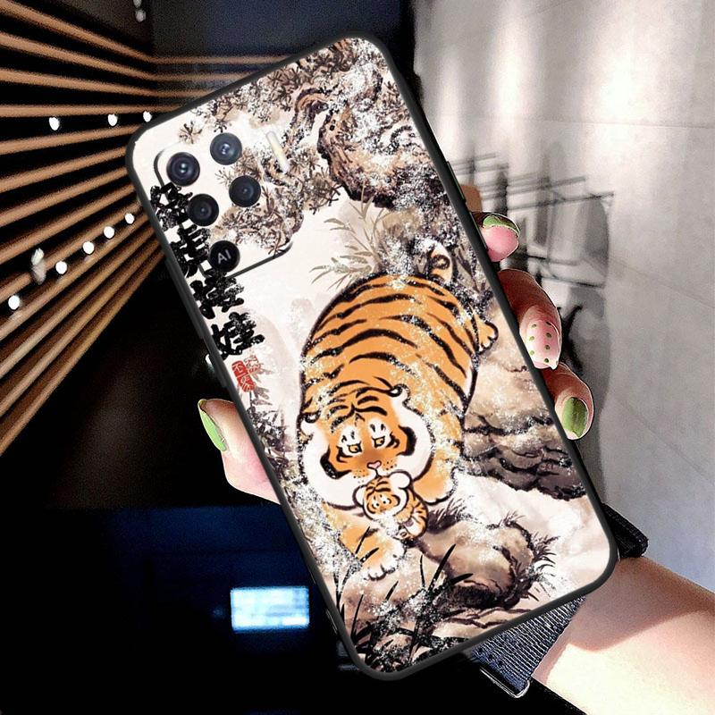 Cartoon Fat Tiger Case For Oppo A74 A54 A94 A80 A60 A40 A18 A38 A58 A78 A98 A96 A76 A16 A15 A17 A57 A77 A5 Pro
