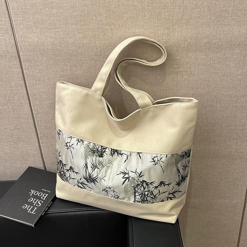 

Китайская вышитая холщовая сумка женская на плечо большой вместимости сумка-тоут универсальная для отдыха и работы хаки