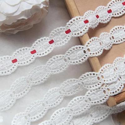 4Meters/lot 2.2cm Wide Accessory Weaves Hollow Cotton Fabric Embroidered Trim Can Pass Ribbon(do Not Include Ribbon)
