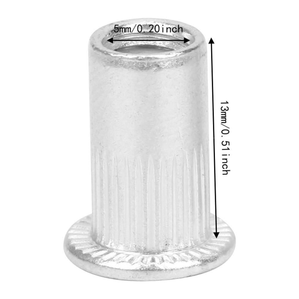 50pcs Knurled Design Threaded Insert Nuts Flat Head Rivet Nut Inserts  Industrial Use