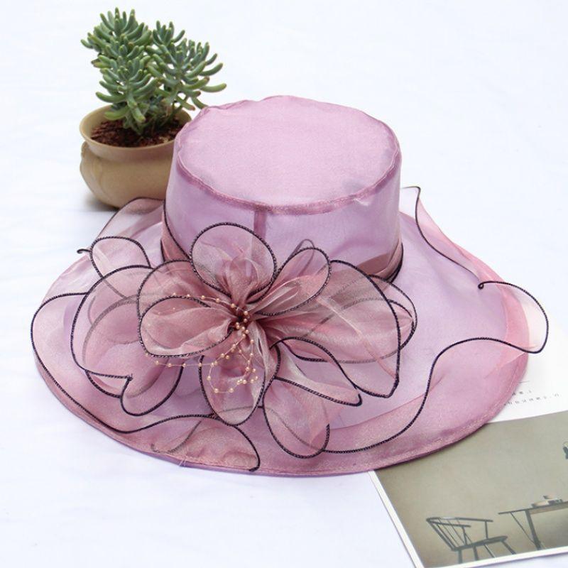 Elegant Large Eave Hat Mesh Retro Sun Shading Women's Hat Mesh Sun Shading Beach Sun Protection