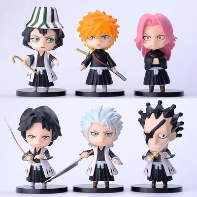 6pcs/set Anime  Figure Toys Q Version Kurosaki Ichigo Hitsugaya Toushirou PVC Model Decoration Children's Birthday Gifts