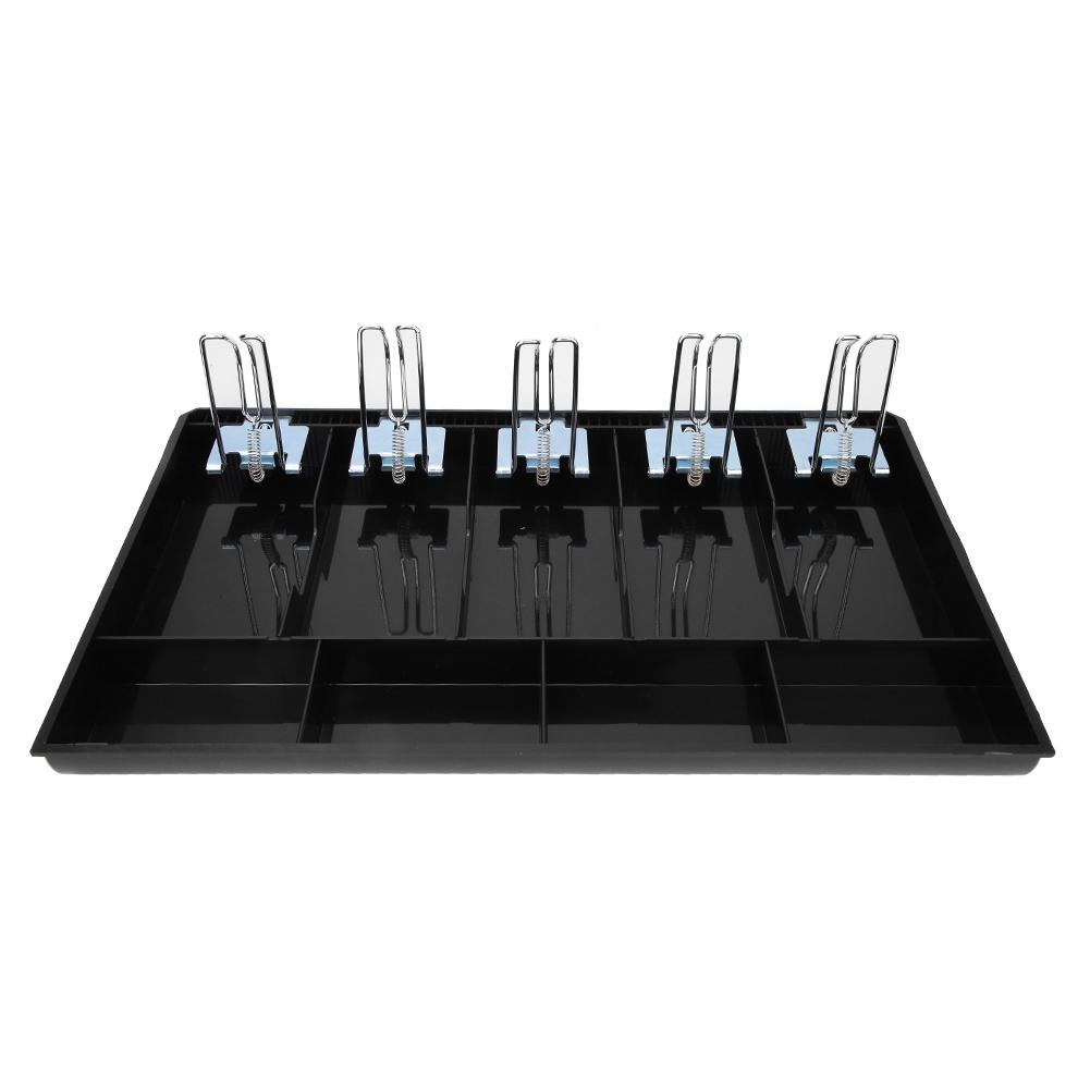 Bandeja de material ABS com clipe de metal, gaveta de dinheiro, bandeja de inserção, caixa de armazenamento de moeda(Preto)