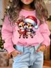 Girl Hoodies Christmas Theme 3D Print Round Neck Sweatshirt for Kids Holiday Casual Top Party Christmas Gift Children's Clothing