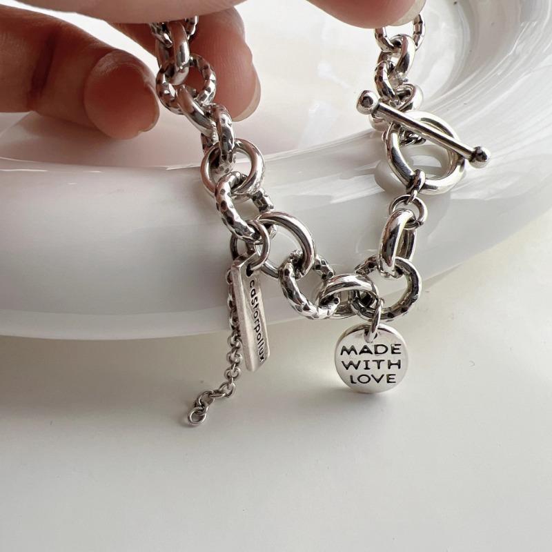 Korean Style Heavy Vintage Letter Plate Bracelet Fashion Trendy Personality Jewelry For Women