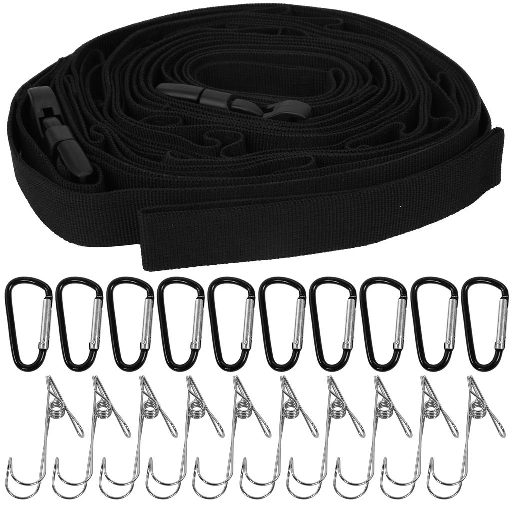 19 Rings Camping Hanging Lanyard Rope with Buckles Adjustable Outdoor Picnic Clothesline