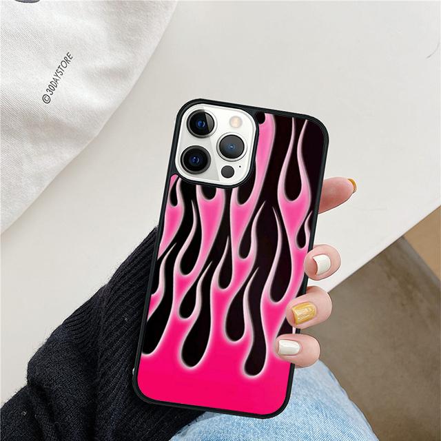 Flame Aesthetic Light Blue Fire Pink Phone Case For iPhone 17 Air 15 16 Cover  11 13 14 Pro Max 12 Plus Max XR