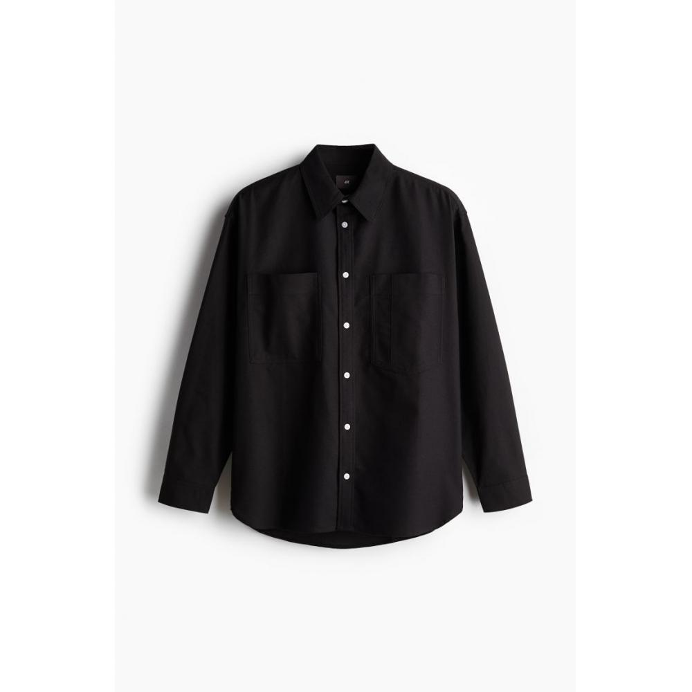H M Loose Fit Oxford sHirt Black