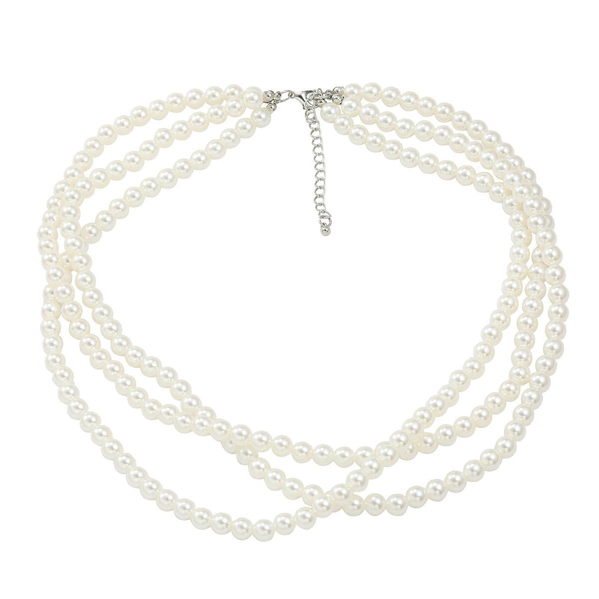 Многослойное ожерелье из искусственного жемчуга, преувеличенное европейское и американское шейное украшение, элегантное банкетное свадебное ожерелье для женщин