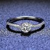 S925 Sterling Silver 50-Point Twisted Moissanite Ring with Four-Prong Setting