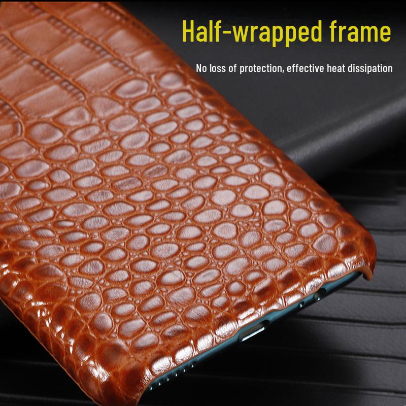 iQOO Neo9 Leather Protective Case with Crocodile Pattern: High Quality Genuine Leather Half-cover for Neo9 and Neo9Pro.