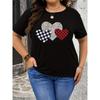 Camiseta informal de mujer con estampado de tres corazones
