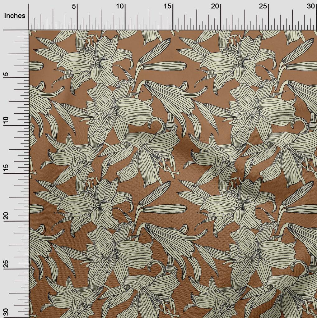 oneOone Tkanina bawełniana Flex Brown Florals Quilting Supplies Print Sewing Fabric By The Yard 40 Cal