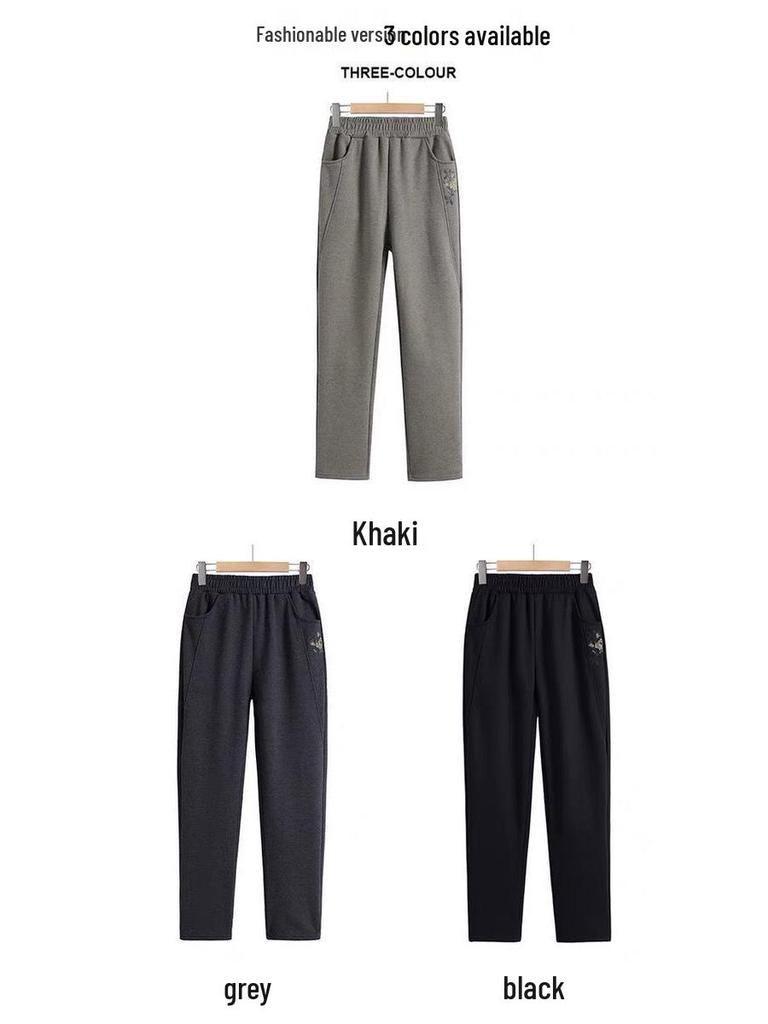 Plus Size Fleece-Lined Warm Pants Suit for Middle-Aged & Elderly Women - Autumn & Winter