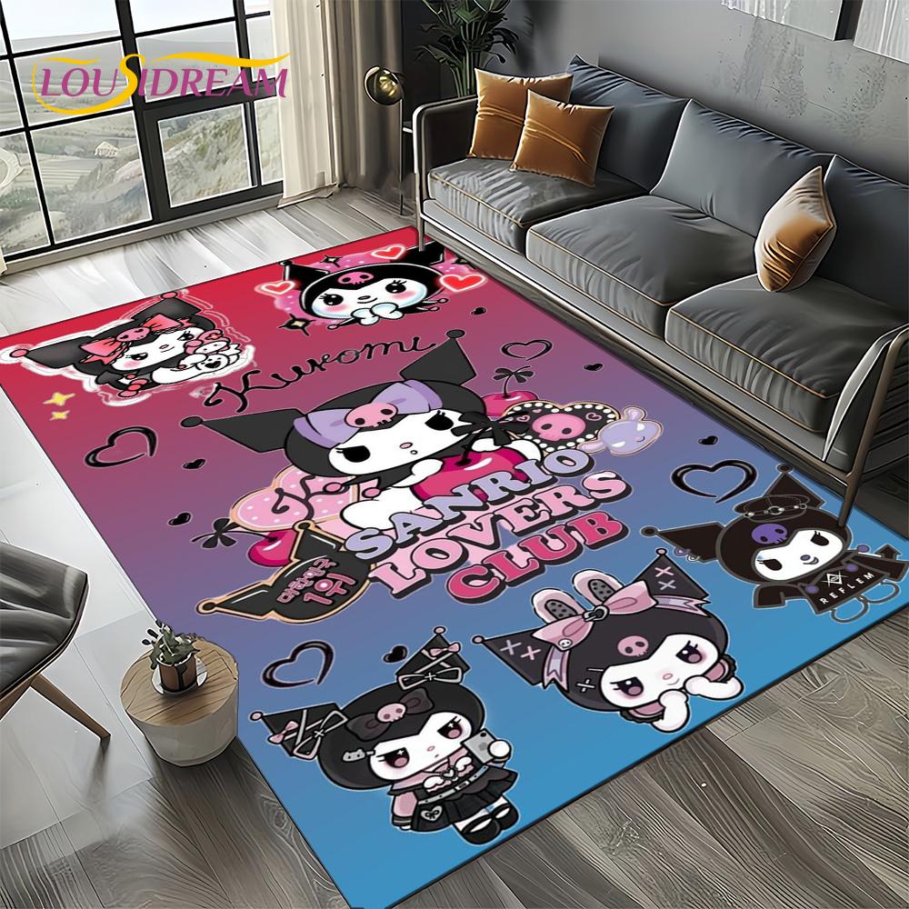 27 Style Cute Kuromi Cartoon Sanrio Carpet Rug for Bedroom Living Room Home Sofa Decoration,kids Large Decor Floor Mat Gift Girl