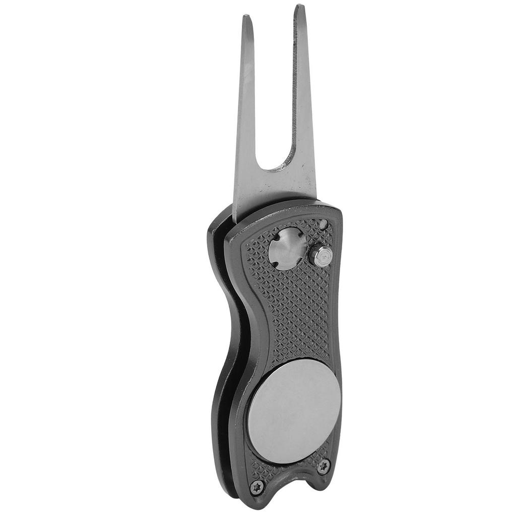 Stainless Steel Golf Pitchfork Foldable Golf Divot Tool Switchblade Tool Divot Repair ToolGray