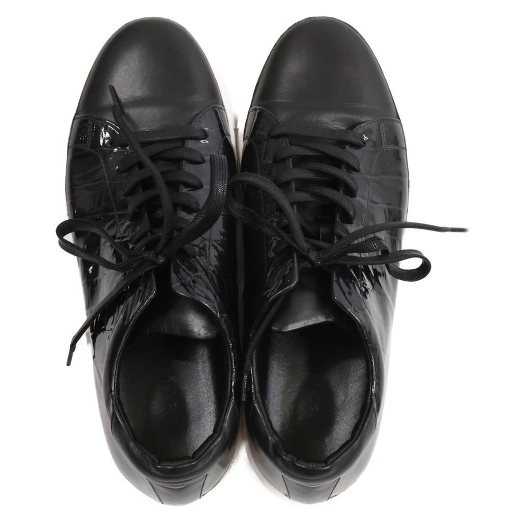 ESTNATION Smooth leather x crocodile embossed leather low-top sneakers / shoes 40 blackUsed