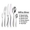 6/16/20/24Pcs Sliver Tableware Stainless Steel 304 Cutlery Set Western Knife Fork Spoon Mirror Dinner Set  Elegant Flatware