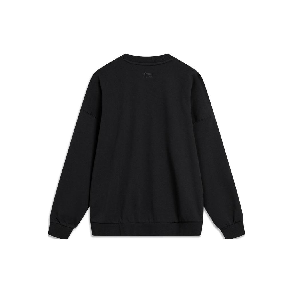 Li Ning Letter Print Crew Neck Pullover Sweatshirt Women Sweatshirt Black AWDTB46-2