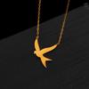 Mode Einfache Goldfarbe Edelstahl Friedenstaube Schwalbe Vogel Anhänger Halskette für Frauen Niedliche Tiere Halskette Kette Schmuck