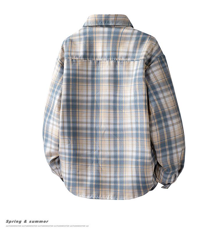 2025 Unisex Retro Plaid Long-Sleeve Shirt - Summer Casual Loose Fit