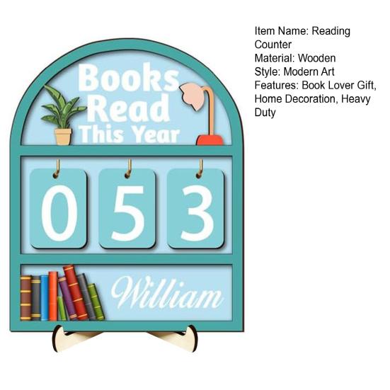 Book Read This Year Counter Sign Reading Tracker Plaque Bookshelf Decoration Handmade Wood Reading Challenge Tracker Book Lovers Gift