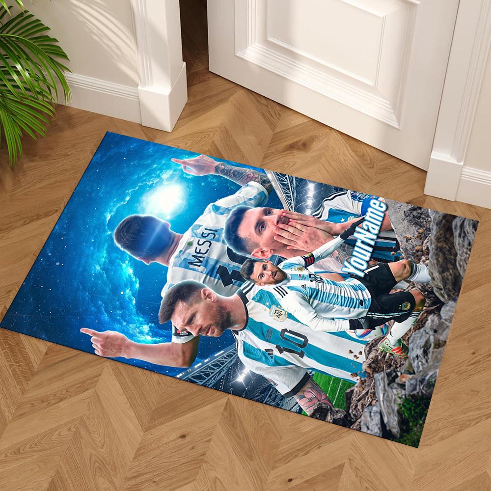 Messi Personalized Text Floor Rug Office Rug Perfect for Foyer Entryway Playrooms Dormitory Antislip Carpet Decorate Offices